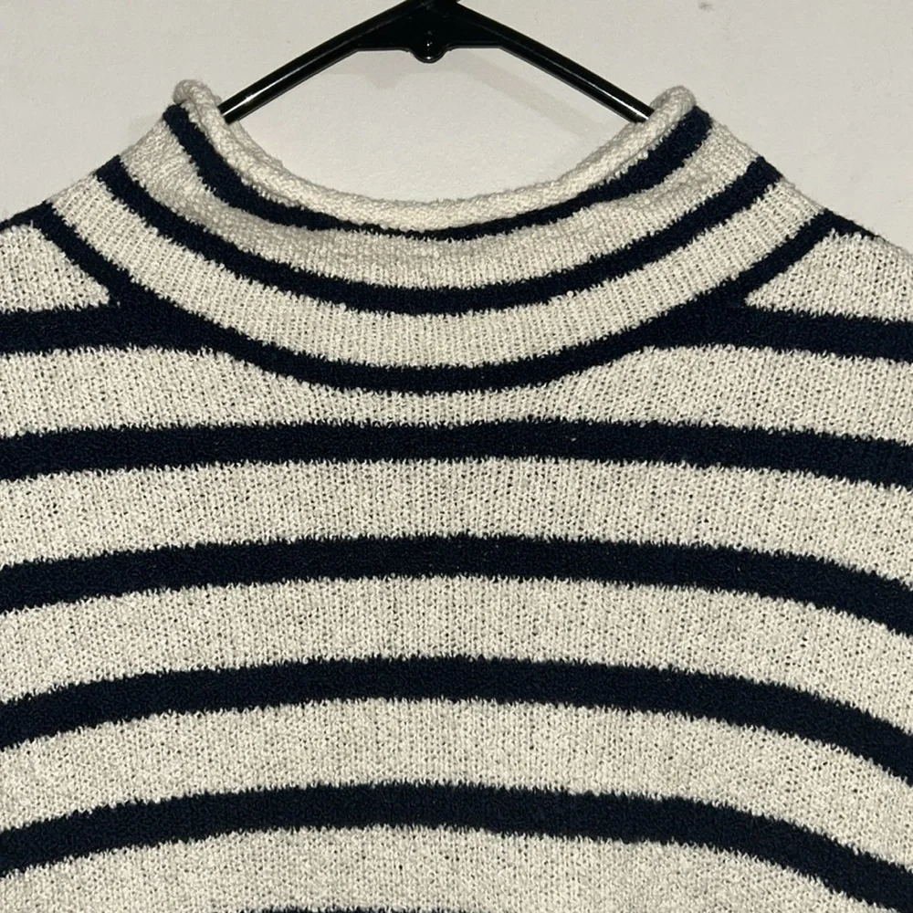 J.Crew striped nautical mock neck sweater medium